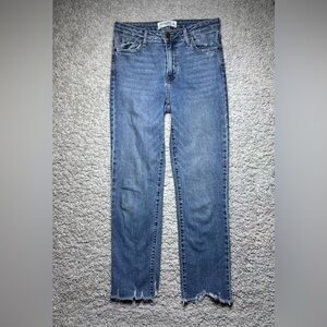 Just Black Jeans Womens 26 Straight High Rise Regular Raw Hem Frayed Edge Party